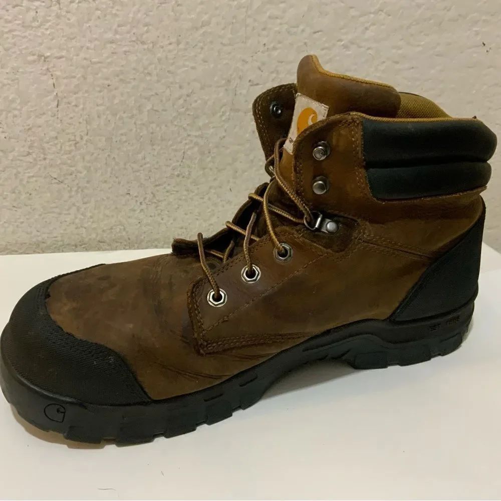 Carhartt Rugged Flex 6 Inch Waterproof Comp Toe Brown Leather Boots Size 14M